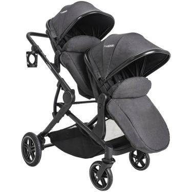 Imagem de Carrinho Moises Gemeos Kiddo com 2 Bebe Conforto Pair Grafite