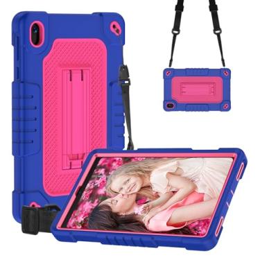 Imagem de Kebiory Capa para tablet Walmart Onn 8 2024 para Onn 8 4ª geração híbrida à prova de choque para crianças, capa com alça de ombro embutida para Walmart Onn 8 2024 modelo 100135923 (azul marinho)