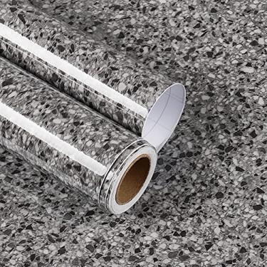 Imagem de Yenhome Papel de contato de granito 43 cm x 93 cm para bancada de banheiro, descasque e cole à prova d'água, capas de bancada, papel de parede de mármore preto, papel de contato de mármore autoadesivo