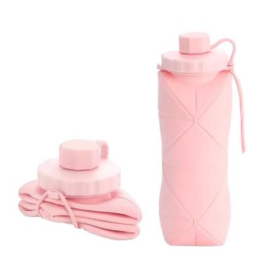 Imagem de Garrafa De Água Dobrável Retrátil Silicone Portátil Compacta 600ml (Rosa)