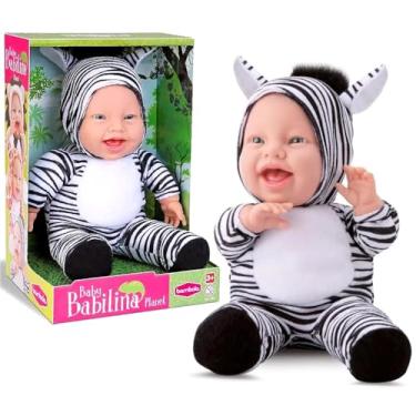 Imagem de Boneca com Roupinha de Zebra Safari Baby Cabeça e Mãos Vinil Corpo Pelúcia Bambola