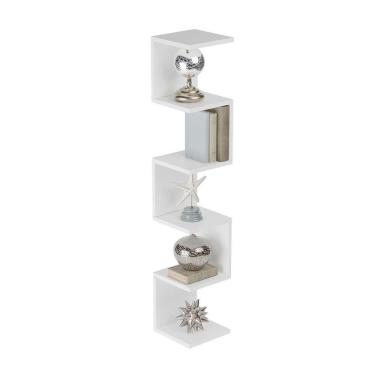 Imagem de Prateleira de Canto Lyra 5 Nichos Decorativos Branco para Sala Quarto Livros