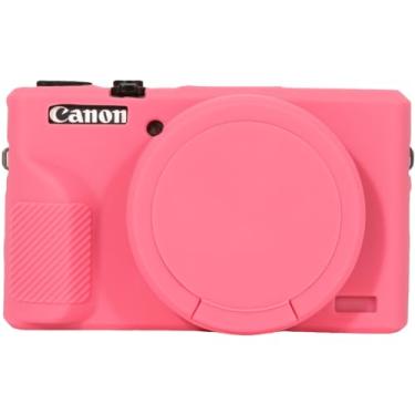 Imagem de AEXUTDA Capa para câmera digital Canon Powershot G7X Mark III, capa de silicone para câmera G7X Mark iii, antiarranhões, ajuste fino, macio, acessórios G7X Mark 3 com capa de lente destacável - Rosa