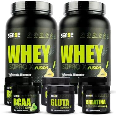 Imagem de Combo 2 Whey Protein +2 Bcaa +2 Glutamina + 2 Creatina-Sense (900g, Baunilha)