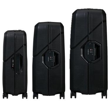 Imagem de Conjunto De Malas Magnum Eco Samsonite Polipropileno Cadeado Tsa 4 Rodas Duplas Preto P-M-G