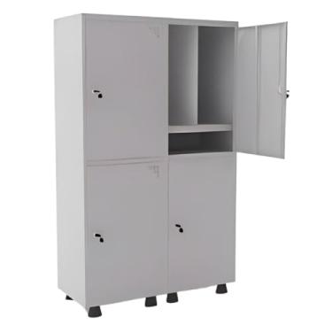 Imagem de Roupeiro Em Aço 4 Portas Grandes Cinza Insalubre E Sapateiro Com Tranca Para Cadeado - Pandin