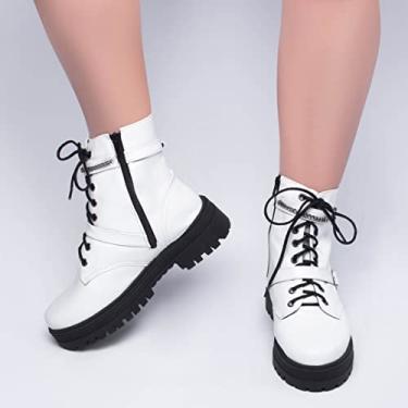 Imagem de Coturno Bota Feminima Cano Curto Branco Torricella Cor:Branco;Tamanho:36;Genero:Feminino
