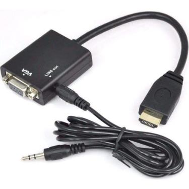 Imagem de Cabo Conversor Hdmi Para Vga Com Saída De Áudio P2 - PONTO DO NERD