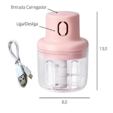Imagem de Moedor Processador De Alho Alimentos Elétrico 250ml Recarregável Usb P