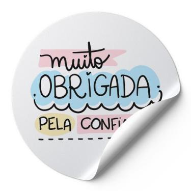 Imagem de 120 Etiquetas Redondas Adesivas Auto Colante Muito Obrigada Pela Confi