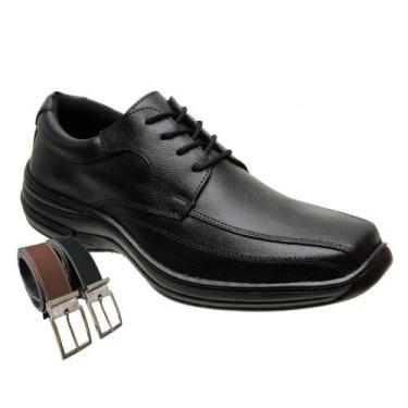 Imagem de Sapato Confort Masculino Oxford em Couro Confortável Com Cadarço + Cin