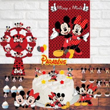 Imagem de Kit Aniversário Minnie e Mickey simples só um bolinho festa em casa + 