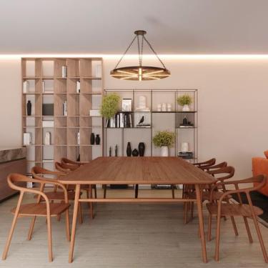 Imagem de Luminária Pendente Ohio 50W Roda Madeira Maciça Rústico - MADEILED