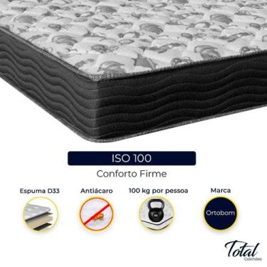 Imagem de Cama Box Baú Bipartido Casal Preto e Colchão ISO 100 D33 Ortobom