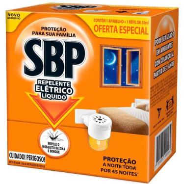 Imagem de Repelente Elétrico Líquido SBP 45 Noites Refil 35ml + Aparelho