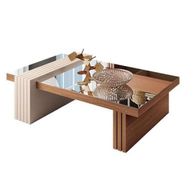 Imagem de Mesa de Centro Luna Nature Off White com Espelho - HB Móveis - HB Move