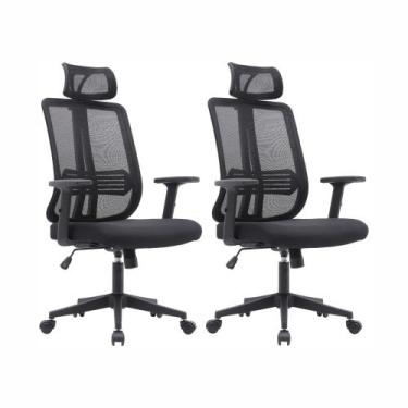 Imagem de Cadeira Escritório Presidente King em Tela - Preta - INOVA OFFICE, 2 C