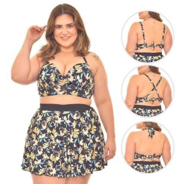 Imagem de Conjunto de Biquini Plus Size Conforto com Saia 2 em 1 Até o 56 - Dulc