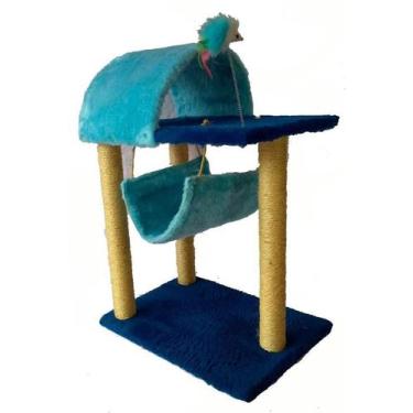 Imagem de Arranhador Para Gatos Com Toca E Rede - ul Royal/ul Bebê - Akara Do Ga