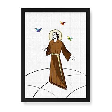 Imagem de Arte Maníacos Arte Maníacos Quadro Decorativo Tela Canvas São Francisco Assis, 65x46cm (Moldura Caixa Laca Preta)