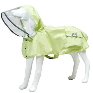Imagem de Capa de chuva impermeável para cães, roupas de chuva leves refletoras ajustáveis com capuz poncho (pequeno, verde claro)