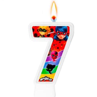 Imagem de Vela Ladybug Número 7 Decoração Festa topo de bolo - Regina Festas ltd