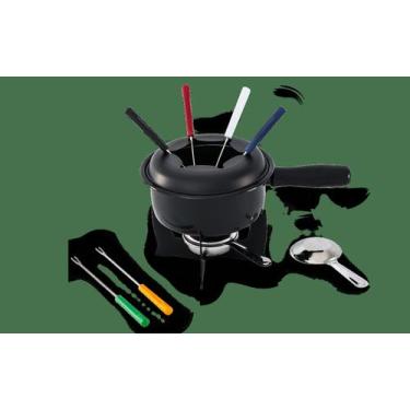 Imagem de Conjunto Para Fondue Brinox Fondue & Petiscos 10 Peças Aço Inox Preto
