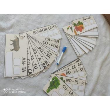 Imagem de Jogo pedagógico sílabas Silabando 3 opões de temas frutas animais e le