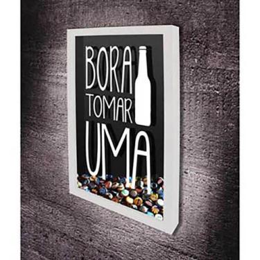 Imagem de Quadro Porta Tampinhas  Bora tomar uma  - Quadro Novo, Branco, 30x40