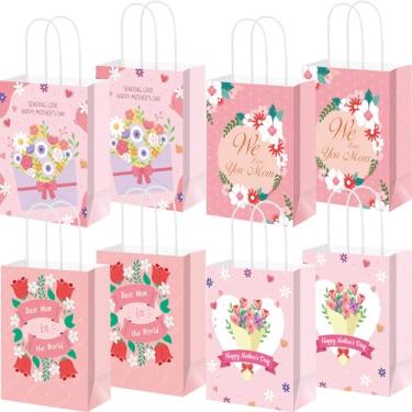 Imagem de Nezyo 24 Sacos de Presente de Dia das Mães com Alça de Papel Floral - Sacos de Lembrancinha de Festa para Mulheres - Melhores Decorações de Festa da Mãe
