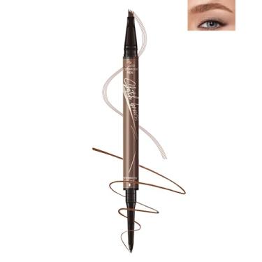 Imagem de Lápis de sobrancelha Microblading à prova d'água, caneta de sobrancelha de ponta dupla 2 em 1 com ponta de 4 garfos e ponta de pincel ultra precisa, lápis de sobrancelha de longa duração para