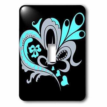 Imagem de 3dRose lsp_111514_1 Interruptor simples de corações Art Nouveau bonitos turquesa, cinza e preto, multicolorido