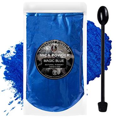 Imagem de Magic Blue Mica em pó para resina epóxi 100 g / 3,5 oz. Saco selado - Techarooz 2 tons resina corante cor pigmento em pó para brilho labial, unhas, corante para bombas de banho de geleca fabricação de sabão e argila de polímero