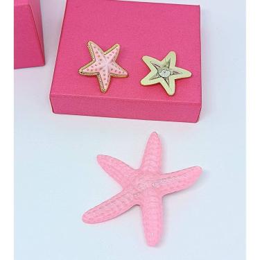 Imagem de Kit Conjunto Par de Brincos estrela do Mar Resina colorido + Presilha de Cabelo bico de pato Prendedor Moda Praia Verão