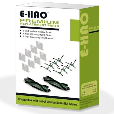 Imagem de E-HAO Peças de reposição compatíveis com iRobot Roomba Essential Q, série Y, acessórios para Combo Q0120, Q0110, Y0140, Y0110, Inclui 2 escovas multisuperfície, 8 filtros e 8 pincéis de varredura de