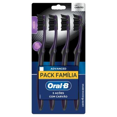 Imagem de Escova de Dente Oral-B Advanced com Carvão Pack Família com 4 Unidades