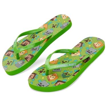 Imagem de Minecraft Sliders ou chinelos para meninos para praia e piscina - presentes para meninos, Chinelo verde, 12-13 Big Kid