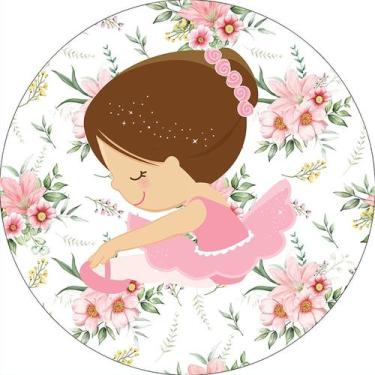 Imagem de Painel De Festa Redondo 1,50x1,50 - Bailarina Rosa Floral 013 - Via Co