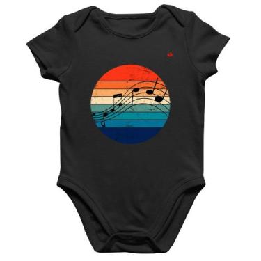 Imagem de Body Bebê Algodão Música Vintage Sunset - Foca na Moda, Preto, G