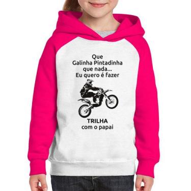 Imagem de Moletom Infantil Trilha com o papai - Foca na Moda, Branco, Rosa, 10