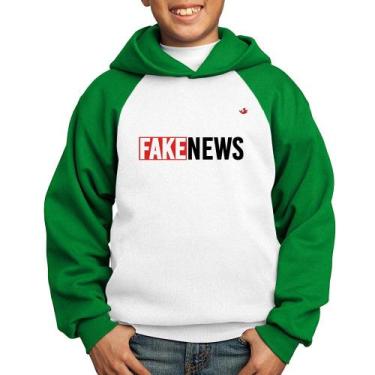Imagem de Moletom Infantil Fake News - Foca na Moda, Branco, Verde, 12