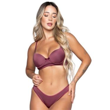 Imagem de Conjunto Lingerie Calcinha e Sutiã Com Bojo Conforto Básico - Vekyo, G