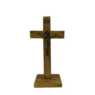 Imagem de Crucixo madeira sao bento mesa e parade 23cm - LIVRARIA PAULO APOSTOLO