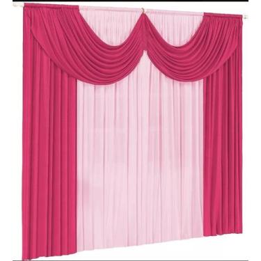Imagem de Cortina Paris Para Sala 2,00m X 1,70m Com Bando Decorativo Em Tecido M