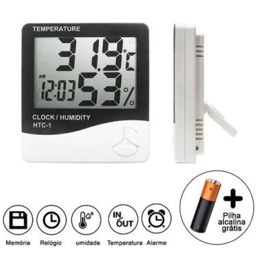 Imagem de Termometro Digital medidor Medir Relógio Controle Temperatura Umidade 