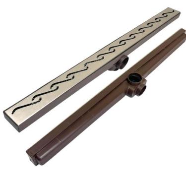 Imagem de Ralo Linear Box de Banheiro 5x70 Inox 304 Tela e Coletor Plástico Saíd