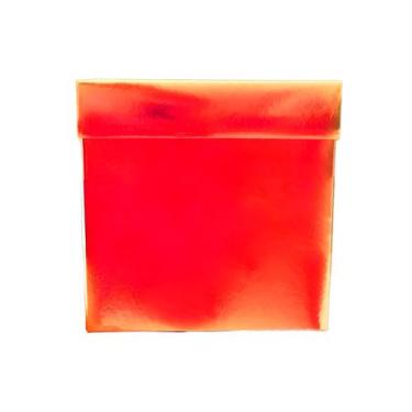 Imagem de Caixa Cubo Para Presente Metalizada com Textura Vermelho 15x15x15cm   