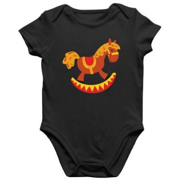 Imagem de Body Bebê Algodão Cavalo Balanço - Foca na Moda, Preto, G