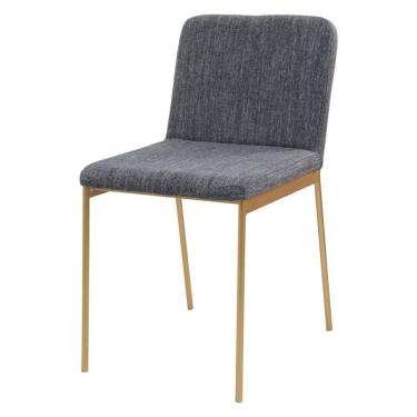 Imagem de Cadeira de Metal para Sala de Jantar Chloe Estofada Dourado/Cinza