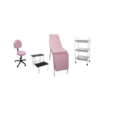 Imagem de Kit Estética Maca 3 Posições Luxo Rosa Claro 4 Peças